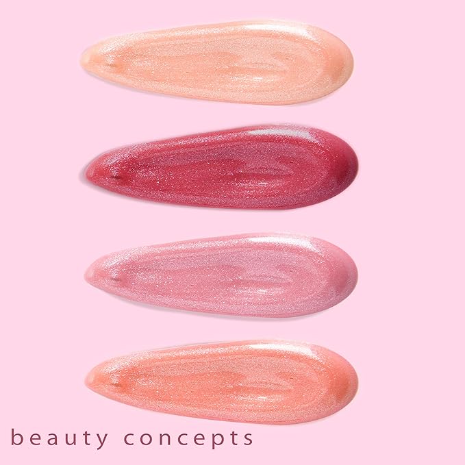 Beauty Concepts Lip Gloss Collection – Shimmering, Glossy Lip Makeup Set for a Radiant Finish, Pink and Red Collection