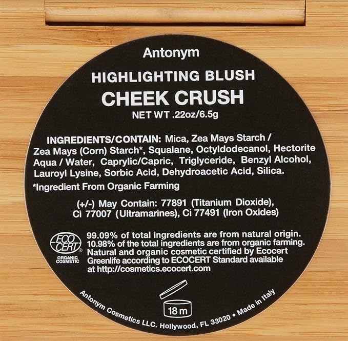 Antonym Cosmetics Baked Blush for Cheeks Face Powder Makeup Wrinkle Defying Minimize Fine Lines Pores Mattifying Highlighting Tan Contour (Crush)