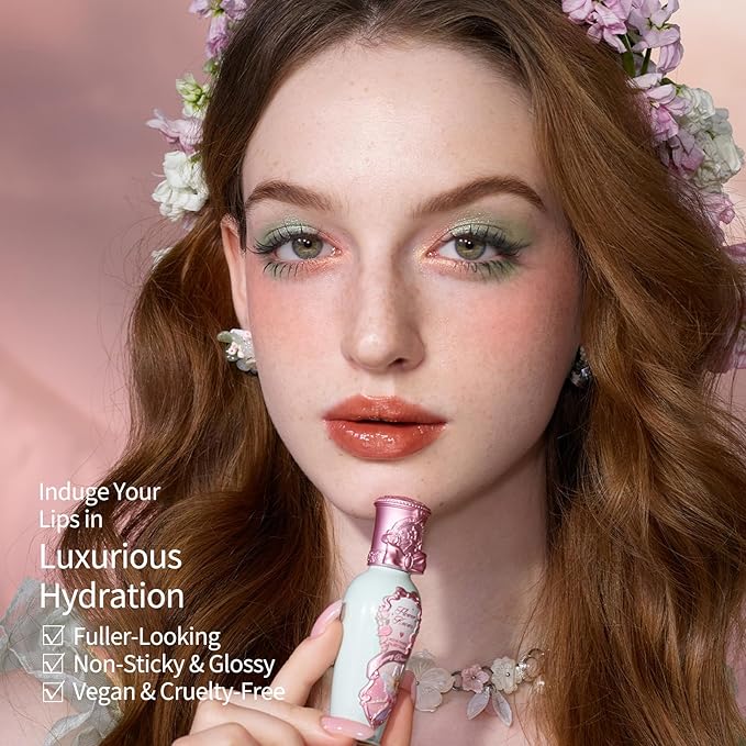 Flower Knows Midsummer Fairytales Lip Gloss-Glowy Moisturizing Coating Lip Lacquer-Hydrating Tinted Lip Oil for Girls&Women-Vegan & Cruelty Free-0.17Fl Oz(G08 Mystery Island)