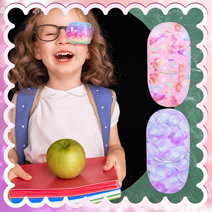 Newcotte 12 Pcs Eye Patch for Kids Girls Boys Reusable Eye Patch for Glasses over the Lens Colorful Eye Patch Toddler Eye Patch Adorable Kids Eye Patches Assorted Eye Patch Cover (Mermaid)