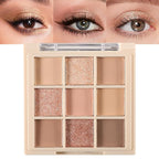 Erinde 9 Colors Eyeshadow Palette, Matte Shimmer Glitter Eye Shadow Makeup Palette, Highly Pigmented Long Lasting Waterproof, Natural Neutral Nude Eyeshadow Makeup Pallet, Milk Latte Color