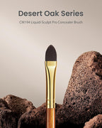 Desert Oak Series Liquid-Sculpt Pro Concealer Brush - Wide Teardrop Head for Under Eyes & Redness, Bubinga Wood, Brass Ferrule (CM 194)