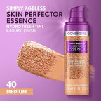 Covergirl Simply Ageless Skin Perfector Essence Foundation, 40 Medium, Tinted Skin Perfector, Skincare Makeup Hybrid, Sheer Tint, Radiant Finish, Skin-Like Finish, Vegan Formula, 1.0oz