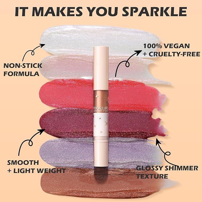 FOCALLURE Glitter Lip Gloss,High Shine Shimmer Lipstick,Long Lasting Plumping Lipgloss,Hydrating,Moisturizing,Non-Sticky and Lightweight Formula for Lip Color,Serein
