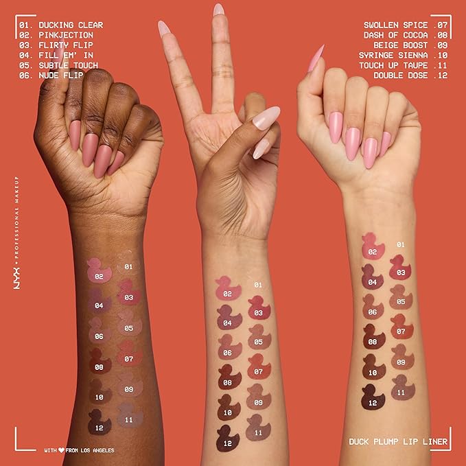 NYX PROFESSIONAL MAKEUP Duck Plump Plumping Lip Liner, Matte Pencil With Up To 10HR Wear, Swollen Spice (Warm Nude Lip Liner)