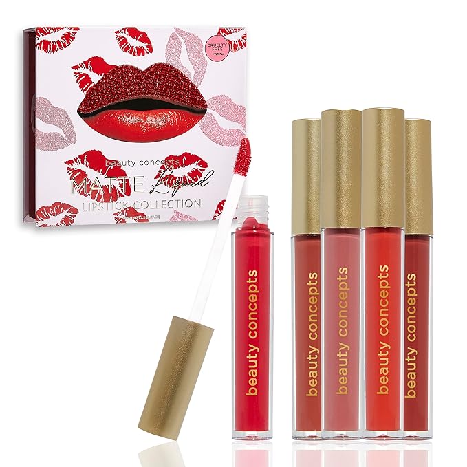Beauty Concepts Lip Gloss Collection – Shimmering, Glossy Lip Makeup Set for a Radiant Finish, Red