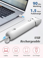 Bikini Trimmer and Shaver Kit for Women - 2-in-1 Wet/Dry Electric Body Hair Trimmer Facial Hair Removal Cordless Waterproof Bikini Shaver Razor for Face Lip Chin Pubic Underarm Legs (White)