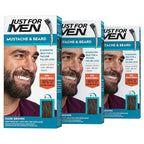 Just For Men Mustache & Beard, Beard Dye for Men with Brush Included, With Keratin Biotin Aloe and Coconut Oil for Healthy Facial Hair - Dark Brown, M-45, Pack of 3 (Packaging May Vary)
