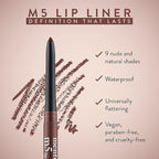 Mented Cosmetics Lip Liner for Women, Dark Brown Lipliner Lip Pencil, Waterproof Lipliner, Vegan + Cruelty Free Makeup, M5