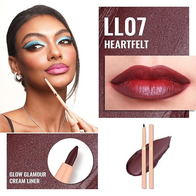 Oulac Waterproof Lipliner Pencil Set - Smooth and Creamy, Retractable Lip Makeup for Precision Application, Vegan & Cruelty-Free, L03+L04+L07