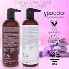 PURA D'OR Purple Shampoo & Conditioner (16oz x 2) ColorHarmony Biotin Set For Bleached, Blonde, Silver & Color Treated Hair - Keratin, Bamboo Fiber, No Sulfates - Men & Women