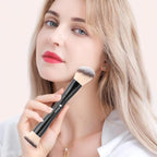 DUcare Foundation Brush Contour Bronzer Double Ended Makeup Brush for Blending Liquid Powder Concealer Cream Blush Buffe Black
