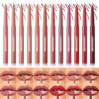 Jolilab Matte Lip Liner Set, Lip Makeup Set Natural Smooth Long-Lasting And Hydrating Beauty Daily Cosmetics Gift for Girls Easy-to-Use(12pcs