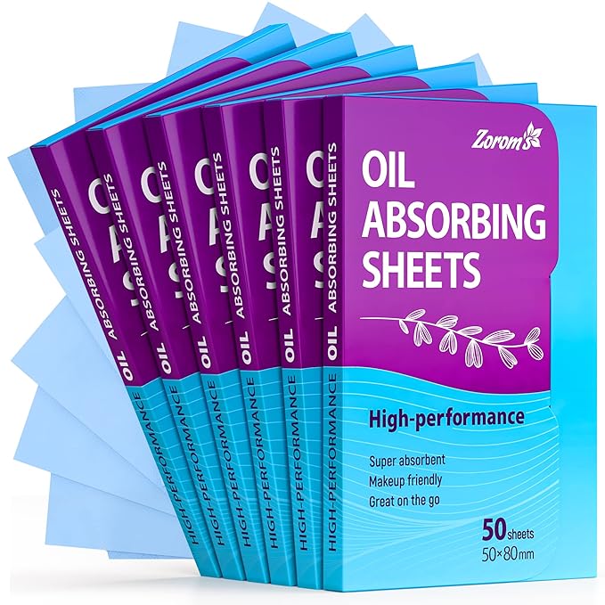 Premium Oil Absorbing Sheets for Face - 6 pack (300 sheets) - Makeup Friendly Oil Blotting Sheets for Face - Blotting Papers for Face with Oily Skin