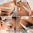 Face Razors for Women, Dermaplane Razor for Women Face, Eyebrow Razor, Facial Razors, Dermaplaning Tool, Reusable Metal Handle with 8 Microblades for Sensitive Skin, Peach Fuzz Remover, Beige