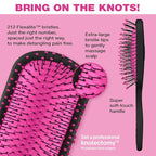 The Knot Dr. hair brush by Conair - Detangling hair brush - Removes Knots and Tangles in wet or dry hair- Black Neon w/Travel Case - Pink