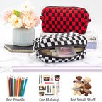 Pazimiik checkered makeup bag for