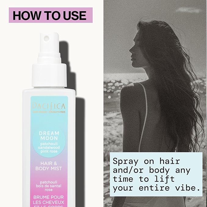 Pacifica Hair Perfume & Body Fragrance Spray Mist - Dream Moon with Vanilla, Almond & Spices – Alcohol-Free, Vegan & Cruelty-Free, 6.5 oz