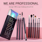Jessup Eye Makeup Brushes 10 pcs, Premium Synthetic Eyeshadow Blending Concealer Eyebrow Eyeliner Brush Set T315