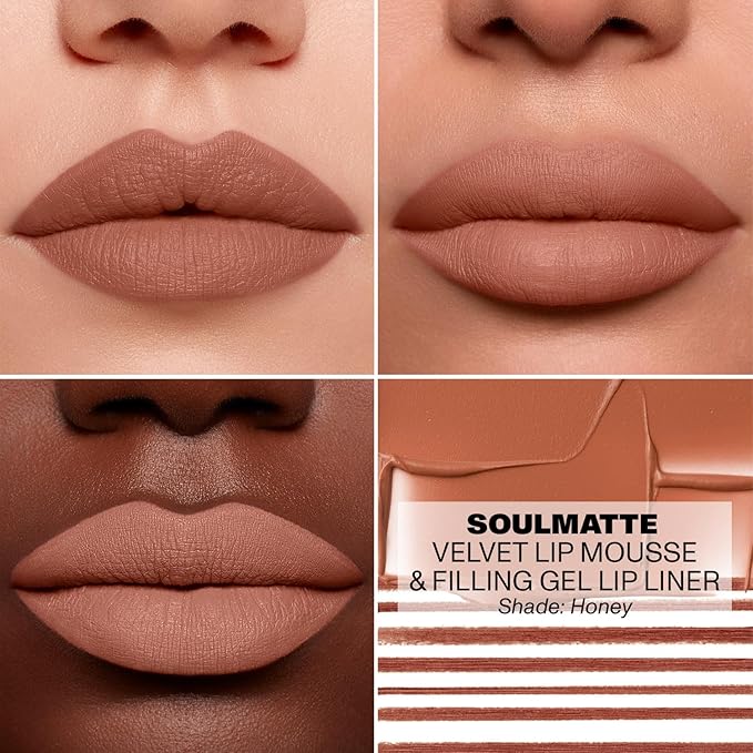 Morphe Soulmatte Velvet Lip Mousse Matte Lipstick - Air-Whipped, Soft Matte Lip Makeup with Vitamin E to Hydrate, Soften and Smooth Lips - Honey (0.128 Oz)