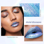 Blue Glitter Lip Gloss Liquid Lipstick, Diamond Shimmer Metallic Sparkly Iridescent Chameleon Lip Gloss Gift for Women, Long Lasting Waterproof Highly Pigment Glimmer Holographic Lip Makeup07