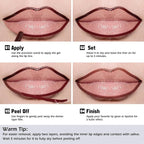 KIMUSE Peel Off Lip Liner Stain, Long Lasting Lip Tint Stain Peel Off, Waterproof, Transfer-Proof, Highly Pigmented Color Peel Off Lip Stain Liner, Matte Finish