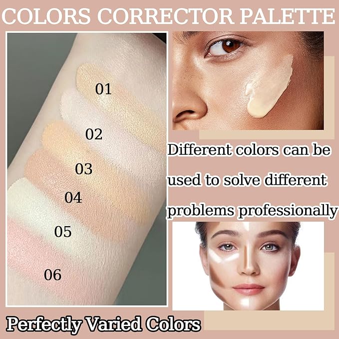 6 Colors Correcting Concealer Palette,Colors Corrector Palette,Moisturizing Full