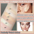 6 Colors Correcting Concealer Palette,Colors Corrector Palette,Moisturizing Full Coverage Liquid Foundation Cream Contour Makeup Palette with Brush