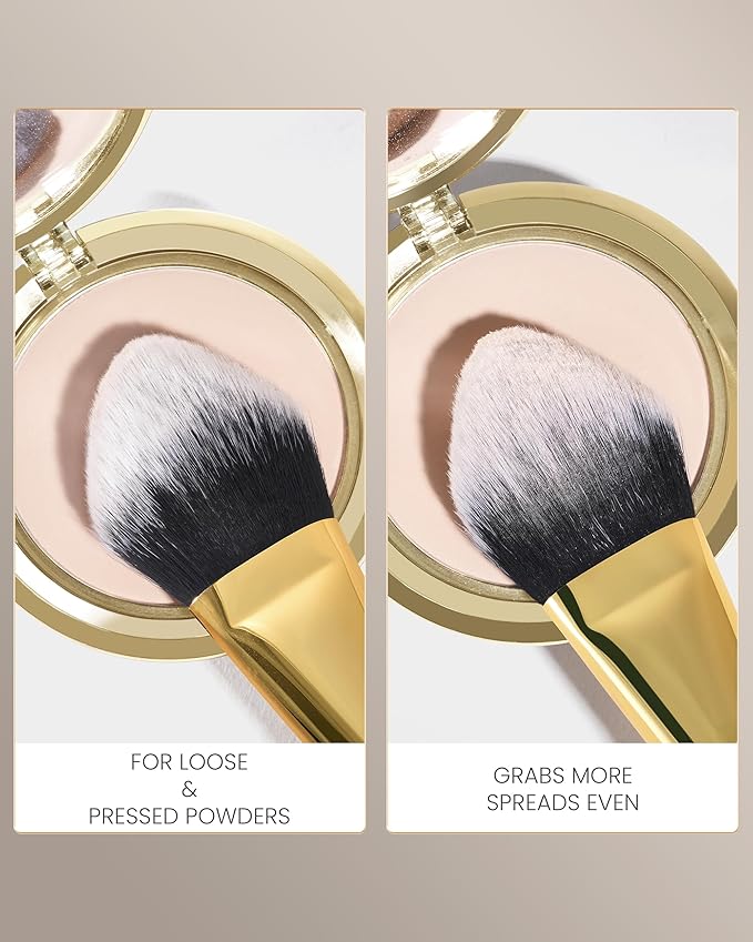 Desert Oak Series BloomFluff Powder Brush - 45mm Giant Heart-Shaped Face Brush for Setting Powder & Bronzer, Luxury Bubinga Handle (CM 196)