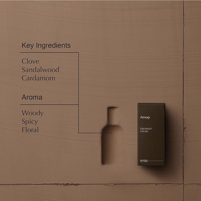 Aesop Marrakech Intense Eau de Parfum | Woody, Spicy, Floral Fragrance | Sandalwood, Clove, Cardamom | Unisex | 1.6 oz