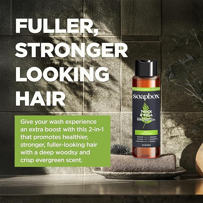 Soapbox Men's Shampoo and Conditioner Variety Duo, One Thick and Full & One Scalp Care, 2 in 1 For Men, Mens Shampoo & Conditioner, 16oz