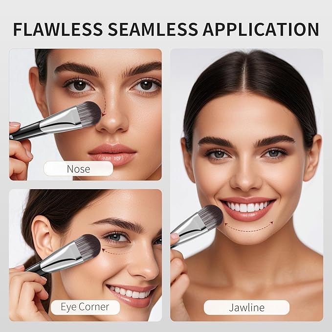 DUcare Flat Foundation Brush for Liquid Makeup, Premium Synthetic Hair Concealer/Kabuki Makeup Brush, Dense Bristles Design, Multi-Purpose Face Brushes for Liquid/Cream/Facial Mask