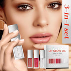 Liquid Lip Oil Gloss, 3 Pack Moisturizing Hydrating Nourishing Long Lasting Tinted Lip Gloss Plumper Gift Box for Teens Women Wife Mum Gift Idea