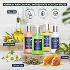 1-Shoppe Eco Botanics 10 Piece Ecobox All-In-Kit | White Tea and Honey Soap | 3 Shampoo, 2 Conditioner, 3 Body Wash & 2 Lotion | 10.14oz Hotel Soaps and Toiletries Bulk | Personal Care Products