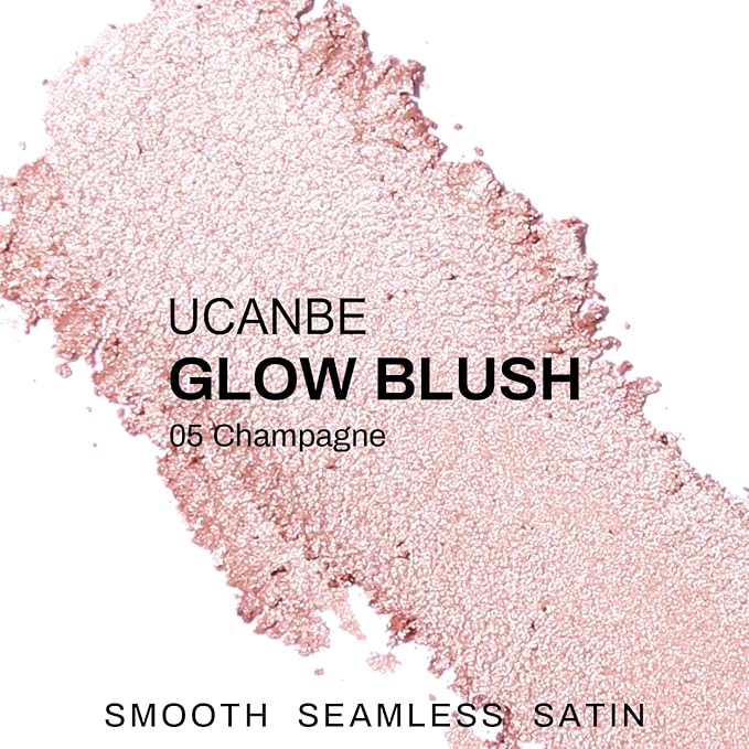 UCANBE Baked Blush for Cheek, Glow Blushing Palette - Seamless Silky Blendable Powder Blush Makeup Palette, Delivering Long Last Natural Ruddy Complexion, 05 Champagne