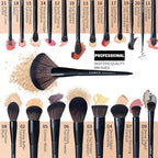 LORYP Black Makeup Brushes Set 21Pcs Powder Blush Foundation Concealer Highlighter Brush Vegan Pro Face and Eye Brush Kit