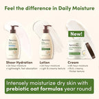 Aveeno Daily Moisturizing Cream with Prebiotic Oat & Shea Butter for Body, Face & Hands Moisturizer Cream, Hydrates Normal to Dry, Sensitive Skin, Fragrance Free, Non-Comedogenic, 20 oz