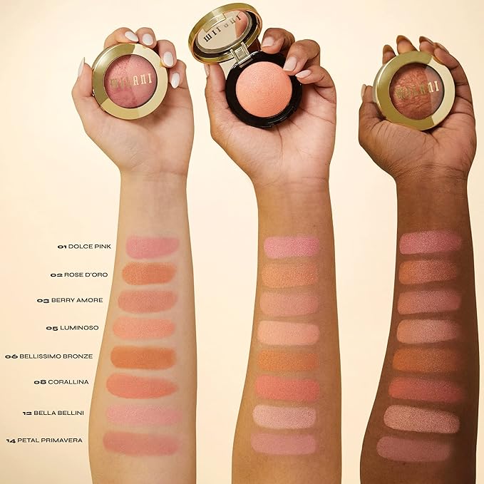 Milani Baked Blush, Powder Blush for Cheeks, Cruelty Free Makeup - Shape, Contour & Highlight Face for a Shimmery or Matte Finish -Corallina