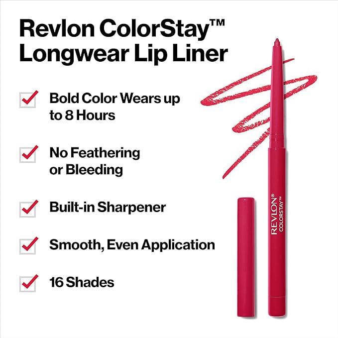 Revlon Colorstay Lip Liner with Built-In Sharpener, Valentine's Day Makeup Gifts for Women, Longwear Rich Colors, Smooth Application, 703 Mink, 0.01 oz