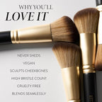 LAURA GELLER NEW YORK Angled Blush Brush with Black Wooden Handle & Dense Bristles for Makeup Application