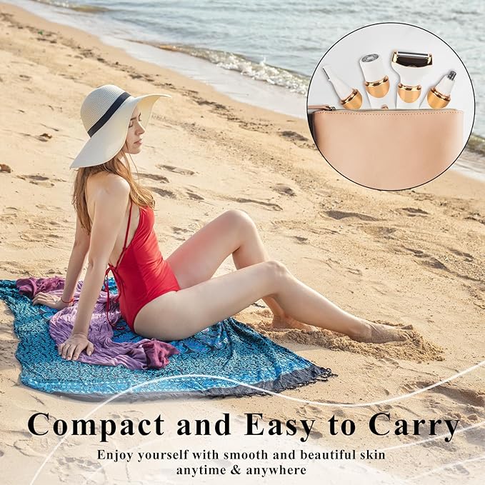 Electric Razor for Womens Men,Cordless Ladies Electric Shaver,4 in 1 Painless Wet & Dry Waterproof Body Razor and Facial Hair Remover,Rechargeable Hair Removal Kit for Bikini Underarm Hairs (White)