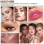 3Pcs Cream Contour Stick Makeup Set, Cream Bronzer Blush Highlighter Stick for Cheeks Eyes Lips, Long Lasting Waterproof Blendable Dewy Finish Face Stick Trio Wand for All Skin (1+3+6)