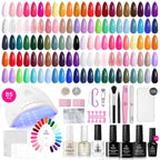 Beetles 85 Pcs Gel Nail Polish Kit with U V Light 55 Colors Gel Nail Kit for Beginners with Everything at Home Manicure Winter Nail Art Jelly Nails Emotional Spectrum Collection