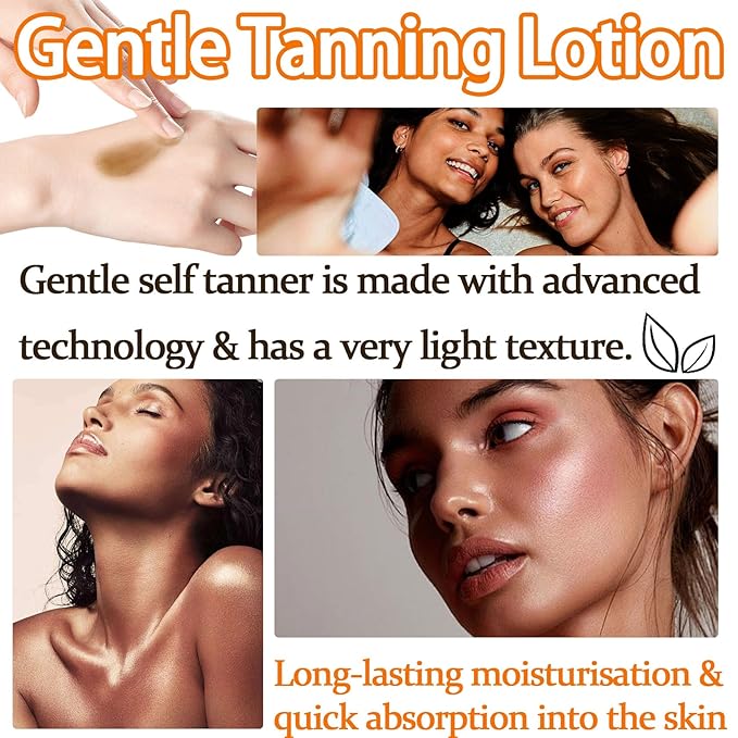 Bronzer Self Tanner for Body & Face,Non-Greasy Long Lasting Hydrating Tanning Lotion for All Skin Types,Travel Size Gentle Self Tanning Lotion for Men and Women