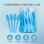 pana Brand Cosmetic Make Up Disposable Plastic 2.5Inch Spatulas Skin Care Facial Cream Mask Spatula (100 Pieces in a Container) (BLUE)