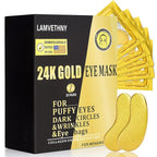 Eye Mask Under Eye Patches (20 Pairs) 24K Golden Under Eye Masks Hyaluronic Acid Eye Patches for Dark Circles and Puffiness, Reduce Wrinkles and Fine Lines Under Eye Area - Gold