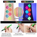 BOBISUKA UV Shimmer Glow Liquid Eyeliner Set, 7 Colors Glitter Neon Colored Eyeliners Pen, Colorful Waterproof Pigmented Graphic Liners, Metallic Eye Makeup Kit for Rave Accessories Party