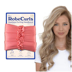 RobeCurls Heatless Curler Set - Satin Curling Headband for Natural, No-Heat Overnight Curls - Sleep-in Styling Tool with 2 Scrunchies for Women (Guava)