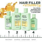 Garnier Fructis Hair Filler Strength Repair Serum Treatment with Vitamin Cg, Hair Serum for Weak, Damaged Split Ends, 3.8 Fl Oz, 1 Count