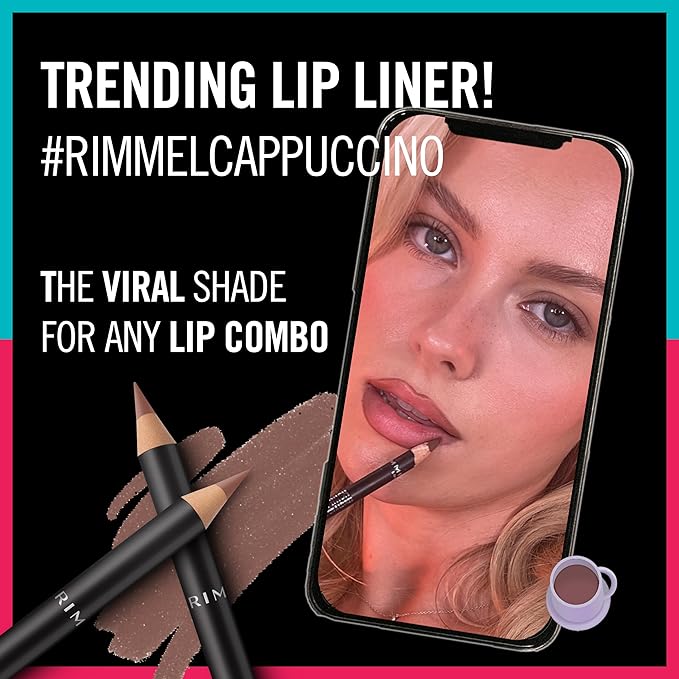 Rimmel Lasting Finish 8HR Soft Lip Liner Pencil - Vibrant, Blendable Formula to Lock Lipstick in Place for 8 Hours - 215 Ms.Mauve, .04oz